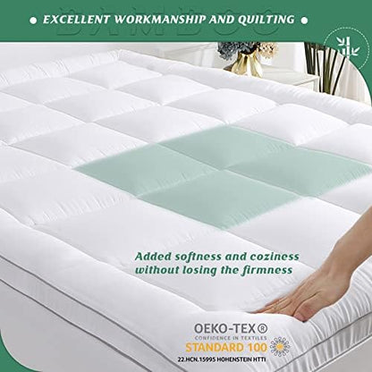 GRT King Pillowtop Mattress Topper, Rayon from Bamboo Mattress Cover Padded