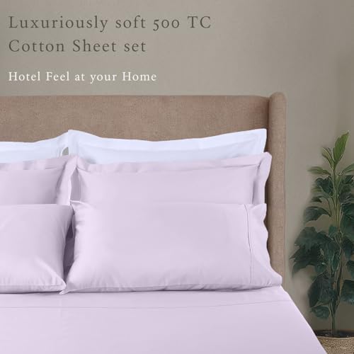 Threadmill 500 Thread Count Cotton Full Sheet Set, Sateen, Solid, Lilac