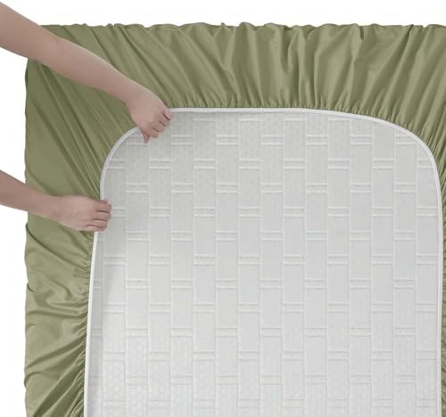Clara Clark Queen Sheets, 6 Piece Set - Hotel Luxury Sheets for Queen Size Bed, Super Soft Bedding Set, Sage Green