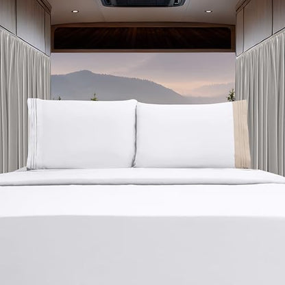 Elegant Comfort Luxury 4-Piece Bed Sheet Set - Luxury Bedding 1500 Premium Hotel Quality Microfiber, Wrinkle Resistant Cool and Breathable, Easy Elastic Fitted, RV Short Queen, White