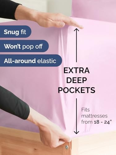 CGK Linens Deep Twin XL Fitted Sheet - Dorm Room Essentials - Light Pink