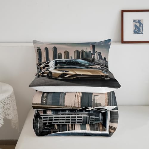 Feelyou Race Car Comforter Set Sports Car Bedding Set for Kids Boys Girls Galaxy Cool Speed Racing Car Design Comforter Automobile Quilt Room Decor 3Pcs Full Size Boys
