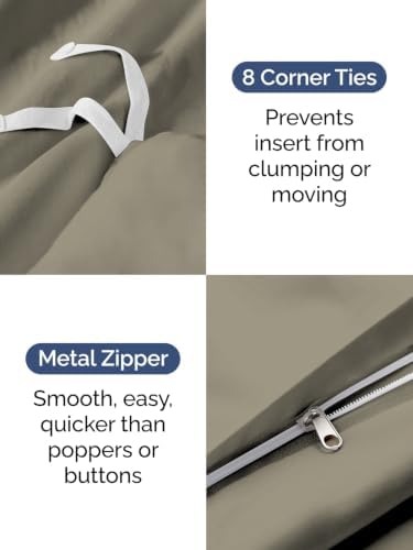 Duvet Cover Super King Size - Soft 3 Piece with Zipper Closure - Khaki
