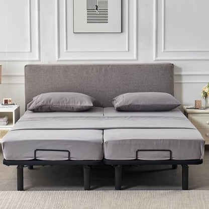 Kingnex Split California King Sheets Set for Adjustable Bed Grey