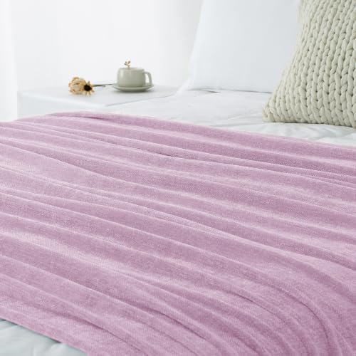 Chenille Throw Blanket for Couch 60" x 80", Lavender