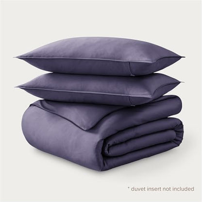 Bare Home 100% Organic Sateen Duvet Cover Set (King/Cal King, Dusty Purple)