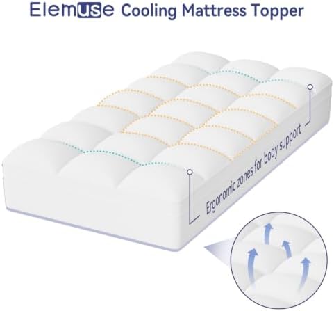 ELEMUSE Twin Mattress Topper, Extra Thick Pillow Top Mattress Pad Cover