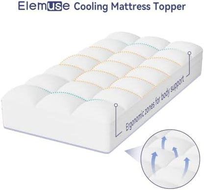 ELEMUSE Twin Mattress Topper, Extra Thick Pillow Top Mattress Pad Cover