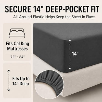 CozyLux California King Comforter Set Dark Grey - 7 Pieces Bed in a Bag