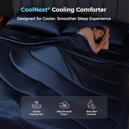 Sweetnight CoolNest Cooling Comforter Blanket for Hot Sleepers, King Size, All-Season Bedding to Keep Cool, Reversible Cool-to-Touch Fabric for Night Sweats, Breathable, Lightweight, Machine Washable