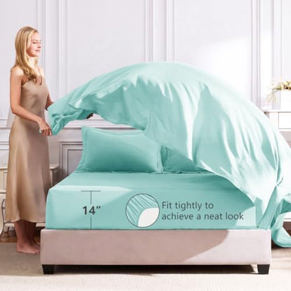 CozyLux Queen Comforter Set 88"x88" Spa Blue - 7 Piece Bed in a Bag