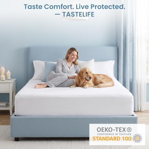 TASTELIFE Waterproof King Size Mattress Protector, Microfiber, 76x80 Inches