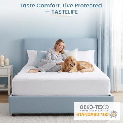 TASTELIFE Waterproof King Size Mattress Protector, Microfiber, 76x80 Inches