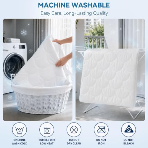 Cooling Mattress Pad Twin, Breathable Quilted Fitted Mattress Protector