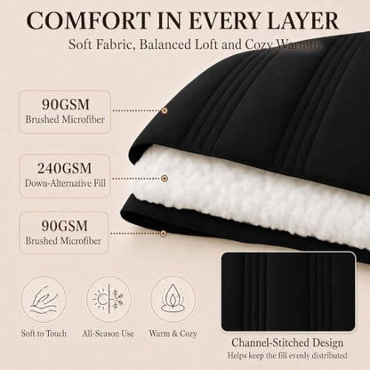 CozyLux Oversized King Comforter Set Black- 7 Pieces Bed in a Bag