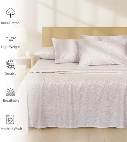 RUVANTI 100% Cotton Twin Sheets, Percale Weave Twin Sheet Set, Orchid Charm