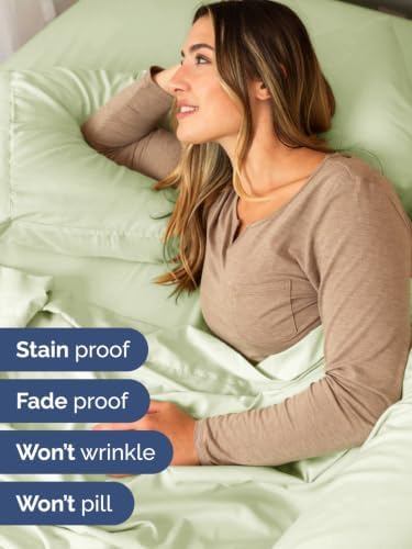 Extra Deep Split King Sheet Set - Breathable & Cooling - Light Sage Green