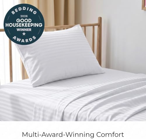 Mellanni Iconic 3-Piece, Ultra Soft Sheet Set (Twin, Striped White)