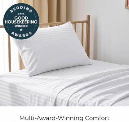 Mellanni Iconic 3-Piece, Ultra Soft Sheet Set (Twin, Striped White)