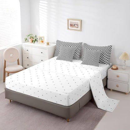 jejeloiu Black White Comforter Set with Sheets 7 Piece Full Size