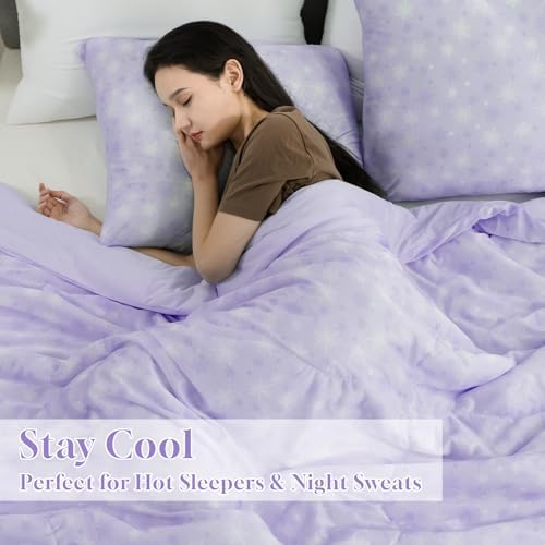 CHOSHOME Cooling Comforter Cooling Blanket, Q-Max 0.45 Cool Sleeping Summer Blanket for Hot Sleeper Night Sweats, King 90" x 108", Purple 02