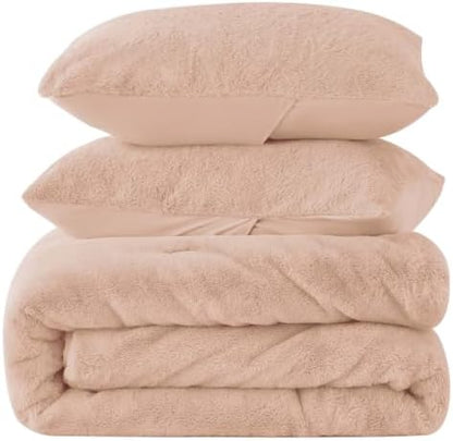 BEDELITE Faux Fur Queen Comforter Set Dusty Pink,Warm Comforter for Winter
