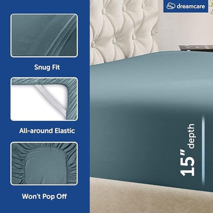 DREAMCARE California King Sheet Sets - 6 pcs Breathable Cooling Sheets