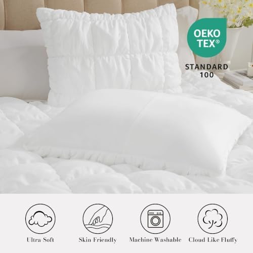 Amélie Home Queen Bubble Comforter Set, Soft, White, 3-Piece