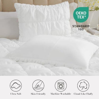 Amélie Home Queen Bubble Comforter Set, Soft, White, 3-Piece