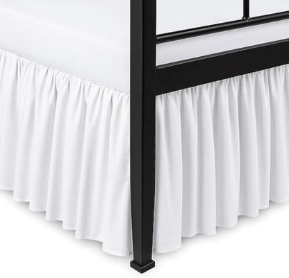 Ruffled Bed Skirt Split Corners with Platform, Tailored Fit Hotel Quality Wrinkle Free Ultra-Soft Microfiber Dust Ruffle, Upto 8 Inch Drop, Cal King, White