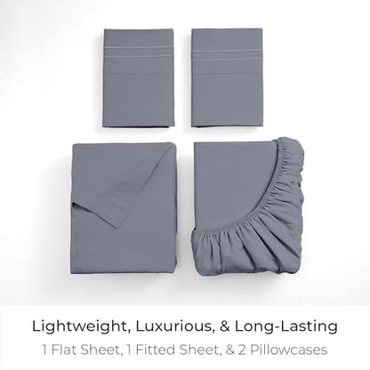 Mellanni Iconic 4-Piece, Ultra Soft Sheet Set (Cal King, Mineral Gray)
