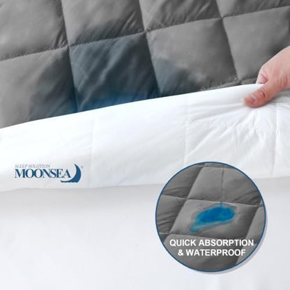 Moonsea Full Mattress Protector, Waterproof Mattress Cover - Gray