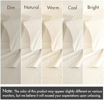 ZOYER 100% Cotton Sheets – Twin Size Percale Bedding, Cooling & Breathable, Durable with a Crisp, Soft & Comfortable Feel, 16" Deep Pocket, 3-Piece Set, Cream White
