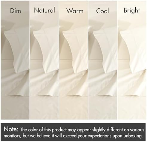 ZOYER 100% Cotton Sheets – Queen Size Percale Bedding, Cooling & Breathable, Durable with a Crisp, Soft & Comfortable Feel, 16" Deep Pocket, 4-Piece Set, Cream White