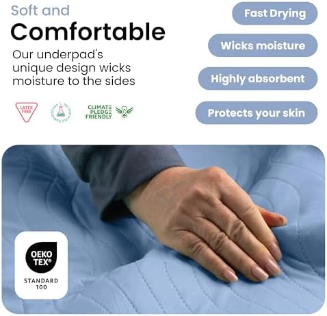 IMPROVIA® Washable Underpads, Heavy Absorbency Reusable Incontinence Pads