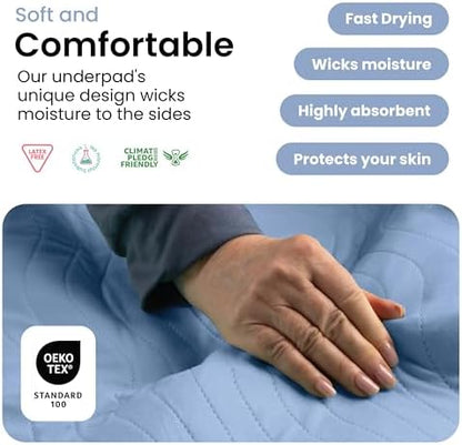 IMPROVIA® Washable Underpads, Heavy Absorbency Reusable Incontinence Pads