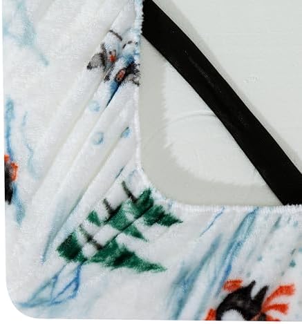 Elegant Comfort Luxuriously Soft 4-Piece Holiday Velvet Plush Flannel Sheet Set - Premium Quality - Cozy Warm, Christmas Fuzzy Velvet Flannel Fleece Deep Pocket Sheet Set - Cal King, Skiing Penguins