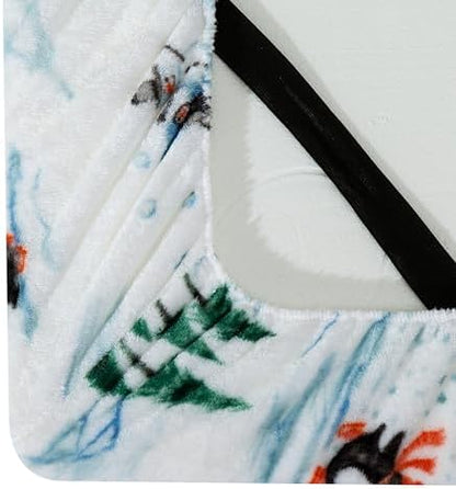 Elegant Comfort Luxuriously Soft 4-Piece Holiday Velvet Plush Flannel Sheet Set - Premium Quality - Cozy Warm, Christmas Fuzzy Velvet Flannel Fleece Deep Pocket Sheet Set - Cal King, Skiing Penguins