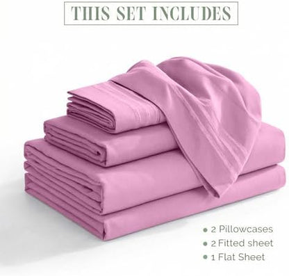 Elegant Comfort Luxury 1500 Premium Hotel Quality Microfiber 5-Piece Sheet Set - Wrinkle Resistant, All Around Elastic Fitted Sheet, Deep Pocket up to 16", Split King, Light Pink
