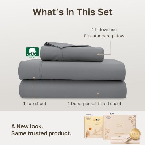 California Design Den Soft 100% Cotton Sateen Twin XL Bedding Sheets, 3 Pcs