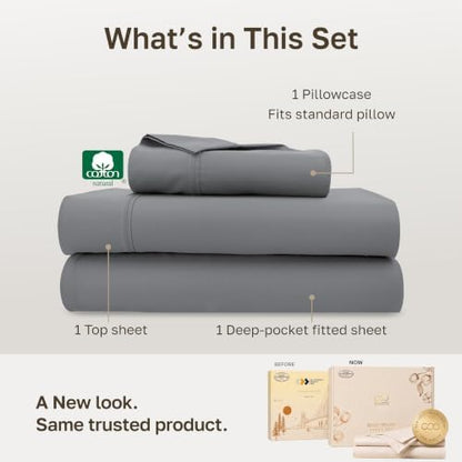 California Design Den Soft 100% Cotton Sateen Twin XL Bedding Sheets, 3 Pcs