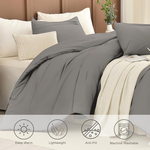 Masaca Grey Oversized King Comforter 120x120,Pinch Pleat California King Comforter Oversized,Vintage Farmhouse Boho Gray Bedding Comforter for All Season