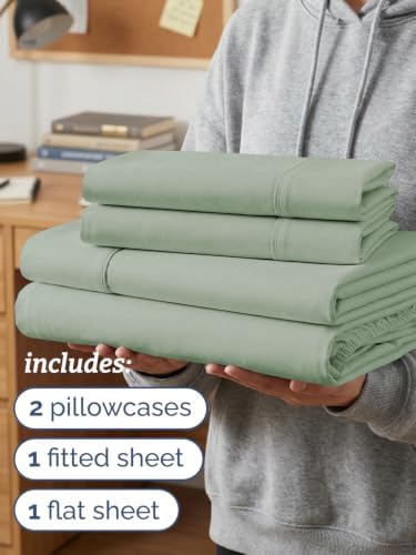 Twin 4 Piece Bed Sheet Set - Soft, Breathable & Cooling Sheets - Eucalyptus