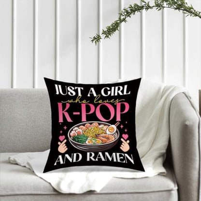 K-pop Decor, Just a Girl Who Loves K-pop Room Decor, K-pop Gifts Pillow Cover Rustic Anime Lovers Throw Girls for Room Home Girl Bedroom Decoration Gifts