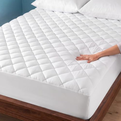 Bare Home Quilted Fitted Mattress Pad (Full XL, White)