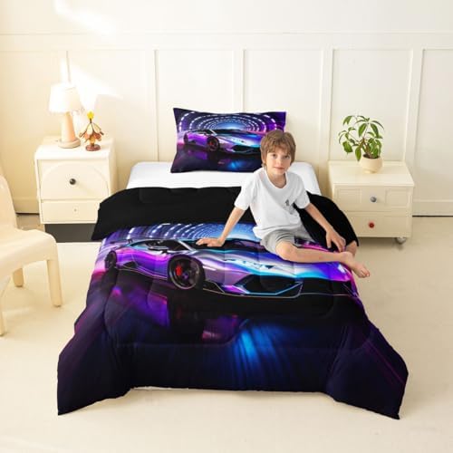 Feelyou Race Car Comforter Set Twin Size for Kids Boys