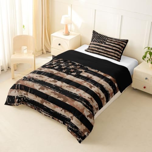 Feelyou American Flag Camouflage Comforter Set Toddler Bedding Set for Boys