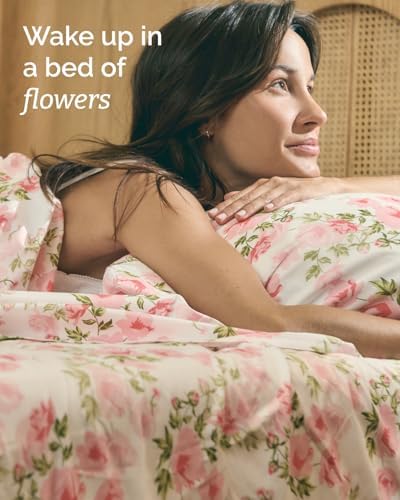 Split King 5 Piece Floral Sheet Set - Soft, Breathable & Cooling - Bloom
