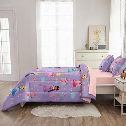 Twin Size Comforter Set for Girls Princess Bedroom Decor 5 Pieces Soft Breathable Bedding Sheets Kids Bed in a Bag Sets All Season Use