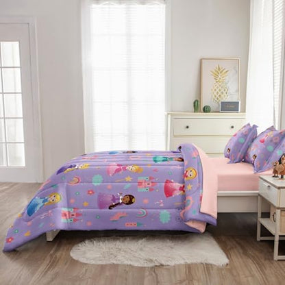 Twin Size Comforter Set for Girls Princess Bedroom Decor 5 Pieces Soft Breathable Bedding Sheets Kids Bed in a Bag Sets All Season Use